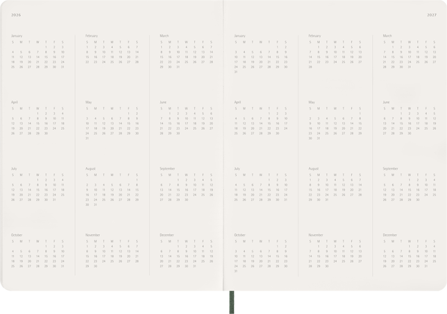 2026 Essential Diary 15-Month, weekly vertical, XXL, soft cover, Myrtle Green - Side view
