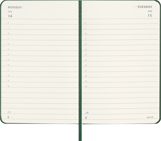 Classic Planner 2025 Pocket Daily, hard cover, 12 months, Myrtle Green - Side view