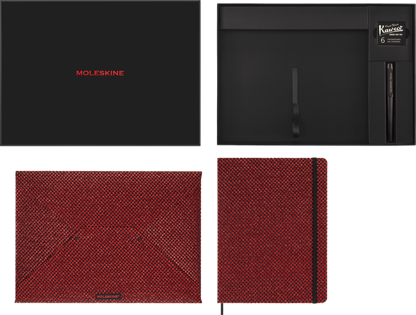 シャイン コレクターズボックス ウィークリープランナー（未記入、日付指定なし）、封筒、Kaweco 万年筆、メタリックレッド, Metallic Red - 横