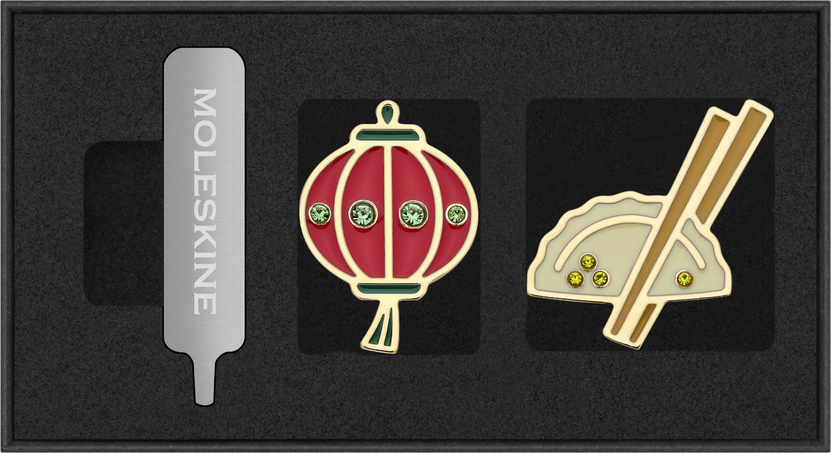 Lantern & Dumpling Pins Set of Two Notebook Pins, China - Front view