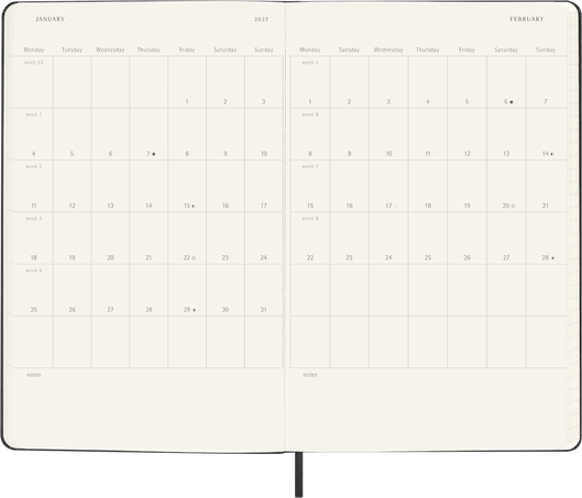 18M WKLY HOR LG BLK HARD