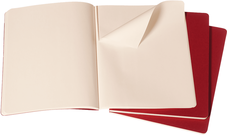 Cahier Journals Set of 3, Cranberry Red - Back view