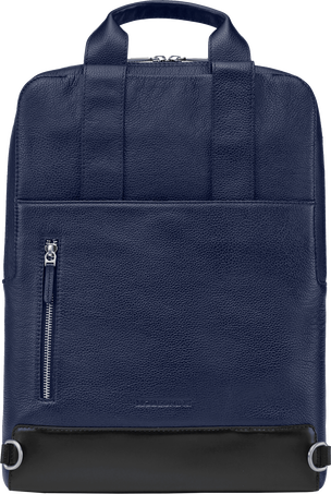 バーチカル（縦型）デバイスバッグ - 15インチ クラシック レザー コレクション, サファイアブルー - 背面