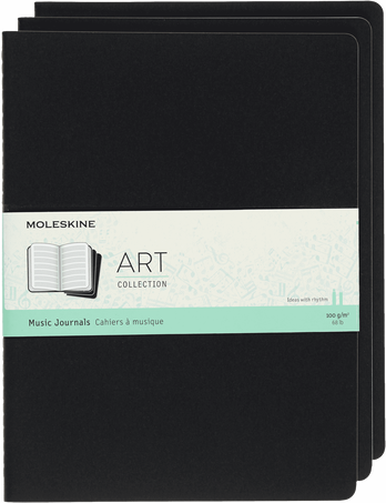 Music Cahier Set of 3, Black - Front view