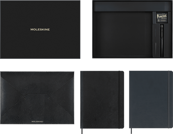 Precious & Ethical Collector's Box XL ruled notebook, python-effect envelope, Kaweco fountain pen - Side view