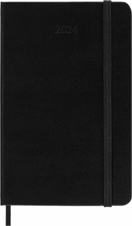 Classic Planner 2024 Pocket Daily, hard cover, 12 months, ブラック - Front view