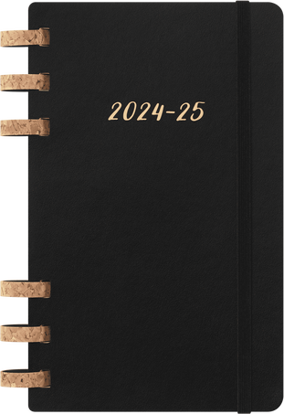 学生生活日記 2024/2025 12ヶ月、スパイラル, ブラック - Front view