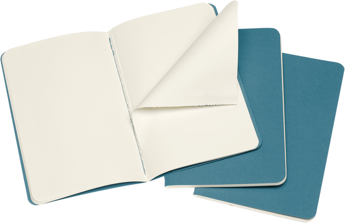 Cahier Journals Set of 3, Brisk Blue - Side view