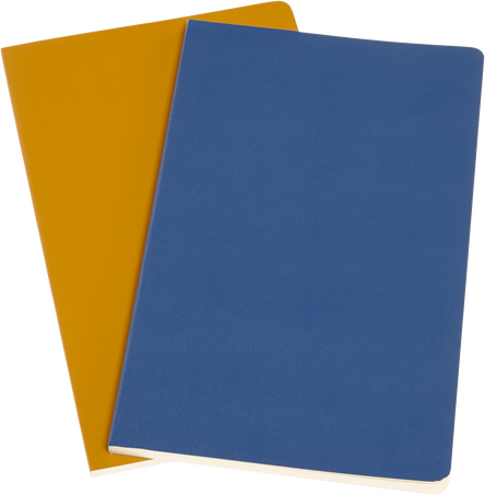 Volant Journals Set of 2, Forget-Me-Not Blue and Amber Yellow - Front view