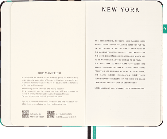 New York Travel Guide LUXE x Moleskine New York City Notebook, Hard Cover, New York - Side view