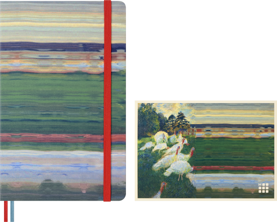 Impressions of Impressionism ドローイングギフトボックス ラージ、無地、ファブリック製ハードカバー付きノートブック、水彩色鉛筆6本 - 横