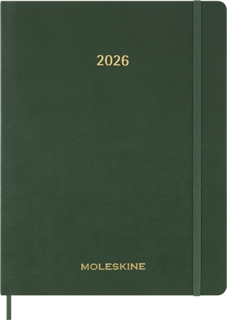 2026 Essential Diary 15-Month, weekly vertical, XXL, soft cover, Myrtle Green - Front view