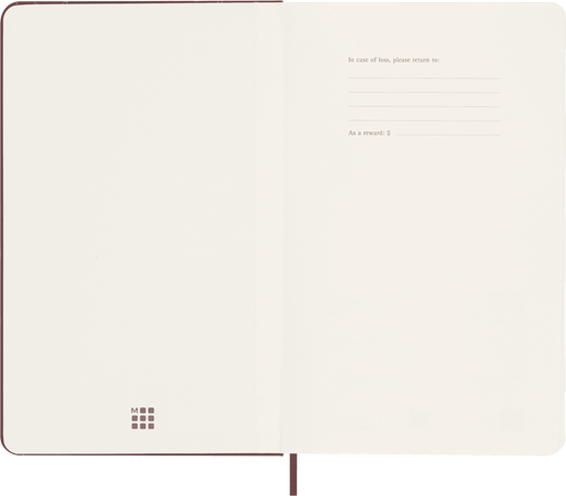 Silk Notebook Large, ruled, hard cover, with gift box, Bordeaux - Side view