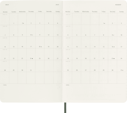 Classic Planner 2025 Large Daily, soft cover, 12 months, Myrtle Green - Side view