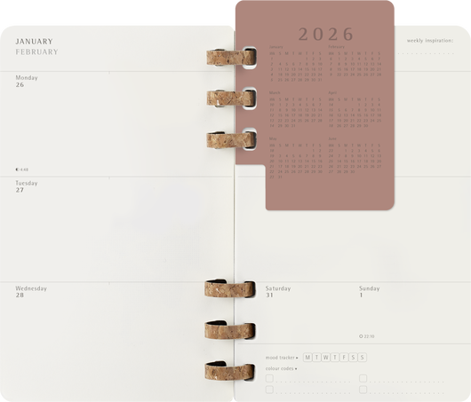 Life Planner 2026 12ヶ月, スパイラル, ブラック - 横