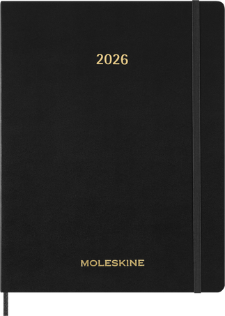 2026 Essential Diary 15-Month, weekly vertical, XXL, soft cover, Black - Front view