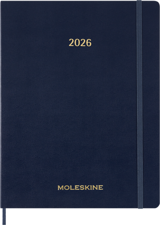 2026 Essential Diary 15-Month, weekly vertical, XXL, soft cover, Sapphire Blue - Front view