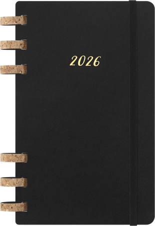 Life Planner 2026 12ヶ月, スパイラル, ブラック - 正面