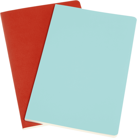 Volant Journals Set of 2, Coral Orange and Aquamarine Blue - Front view