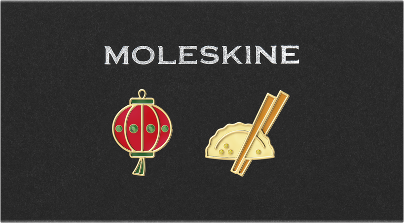 Lantern & Dumpling Pins Set of Two Notebook Pins, China - Side view