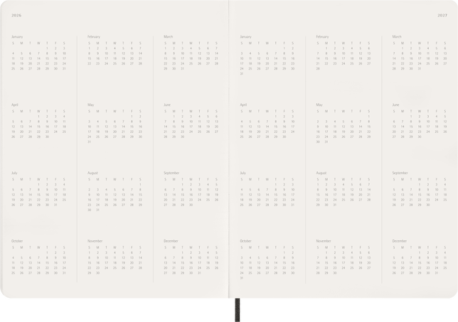 2026 Essential Diary 15-Month, weekly vertical, XXL, soft cover, Black - Side view