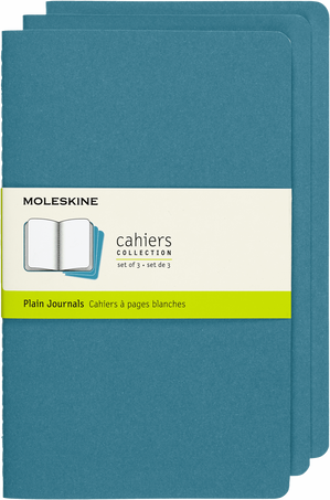 Cahier Journals Set of 3, Brisk Blue - Front view