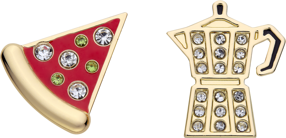 ピザ＆モカ・ピン ノートブック用ピン2個セット, Italy - 横