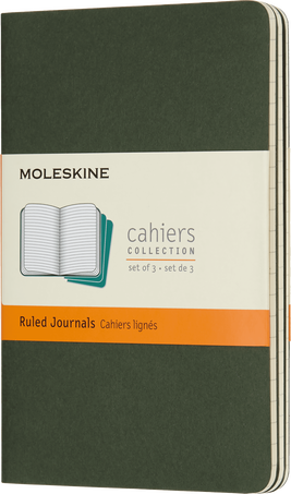 Cahier Journals Set of 3, Myrtle Green - Front view