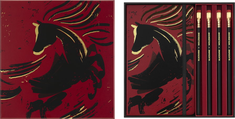 HORSE-THEMED BOX NB WOODCUT+BLACKW.PENC