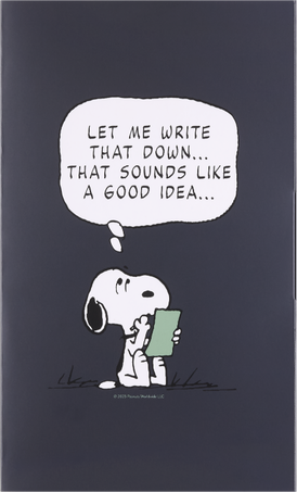 Peanuts Collector's Box Notebook, cahier, sticky notes, pouch & pencils - Side view