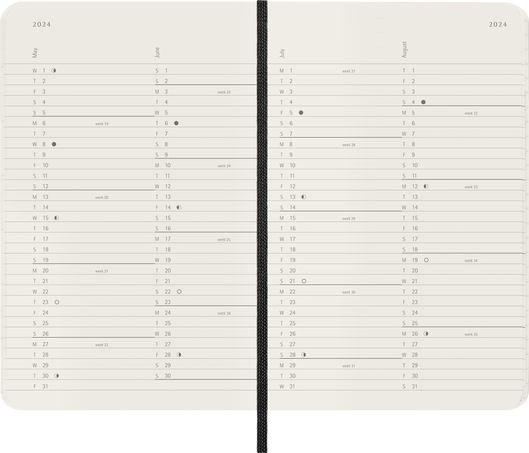 Classic Planner 2024 Pocket Monthly, soft cover, 12 months, Black - Side view