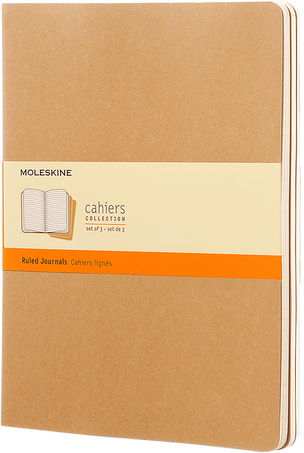 Cahier Journals Set of 3, Kraft Brown - Front view