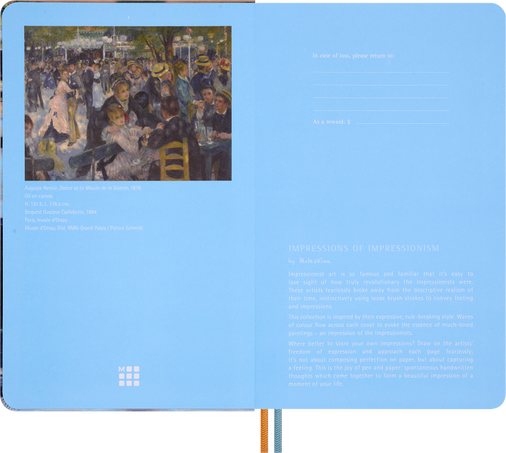 Impressions of Impressionism ノート ラージ、罫線入り、ファブリック製ハードカバー - 横