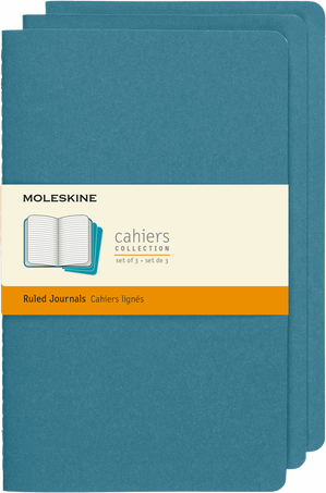 Cahier Journals Set of 3, Brisk Blue - Front view