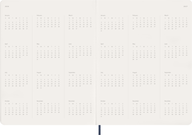 2026 Essential Diary 15-Month, weekly vertical, XXL, soft cover, Sapphire Blue - Side view