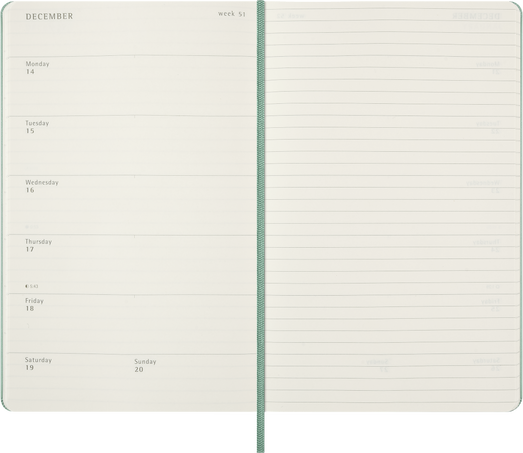 18M WKLY NTBK LG HARD SAGE GREEN +TEXT