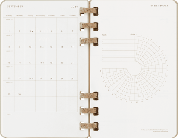 Student Life Planner 2024/2025 12-Month, Spiral, Kiwi - Side view