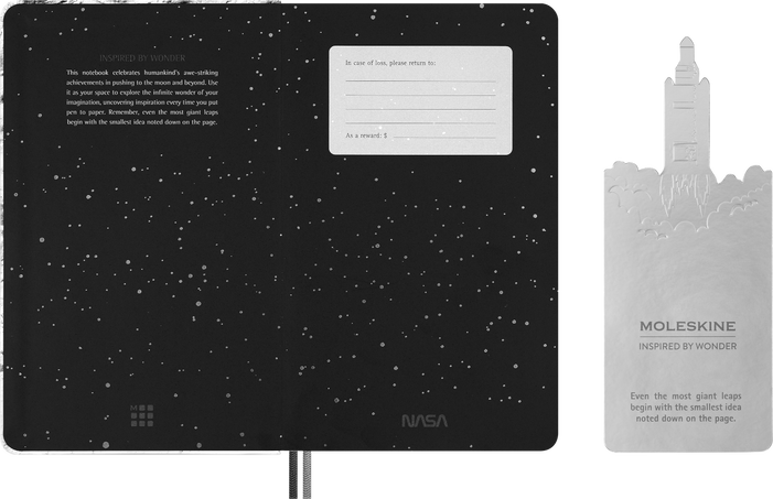 NASA-inspired Limited Edition Notebook Large, ruled, soft touch hard cover with gift box - Side view