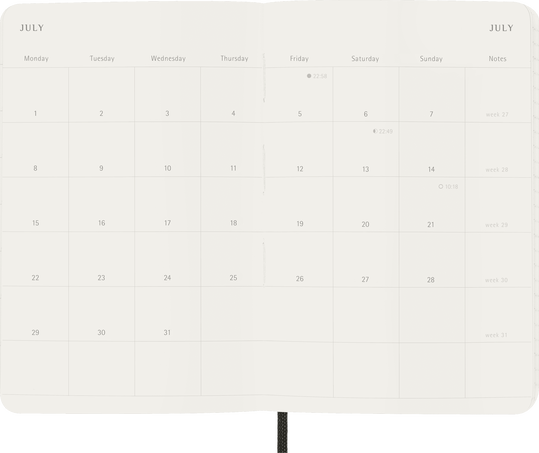 Classic Planner 2024 Pocket Monthly, soft cover, 12 months, Black - Side view