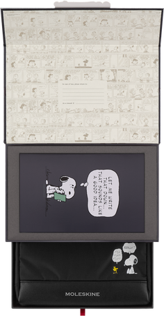 Peanuts Collector's Box Notebook, cahier, sticky notes, pouch & pencils - Side view