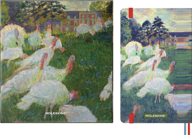 Impressions of Impressionism ドローイングギフトボックス ラージ、無地、ファブリック製ハードカバー付きノートブック、水彩色鉛筆6本 - 横