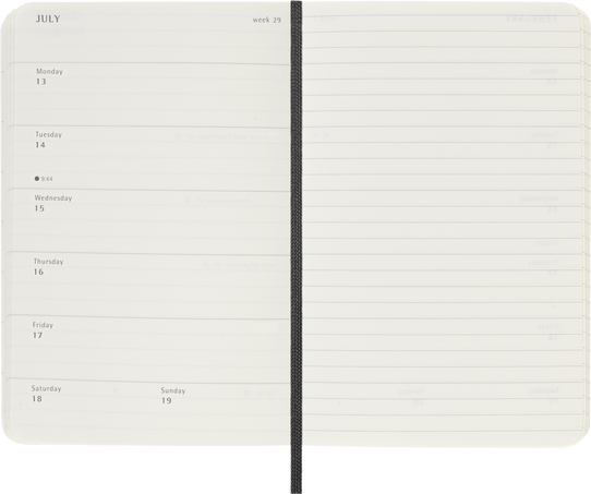 Classic Diary/Planner 2025/2026, Pocket 18-Month, Weekly Notebook, Soft Cover, Black, Black - Side view
