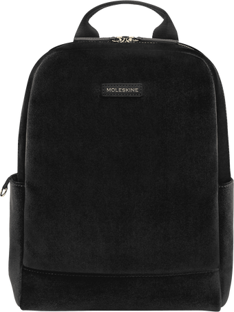 Textile Backpack Velvet, ブラック - Front view