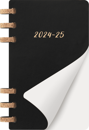 学生生活日記 2024/2025 12ヶ月、スパイラル, ブラック - 横