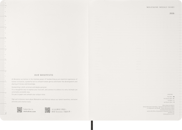 2026 Essential Diary 15-Month, weekly vertical, XXL, soft cover, Black - Side view