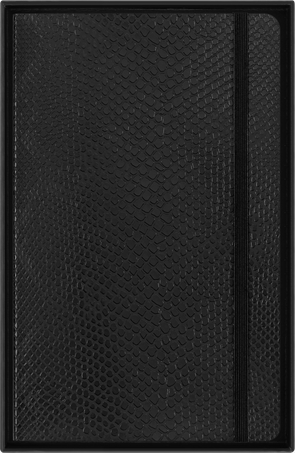 Precious & Ethical Notebook Vegan Soft Cover, Python-effect, Ruled, Black - Side view
