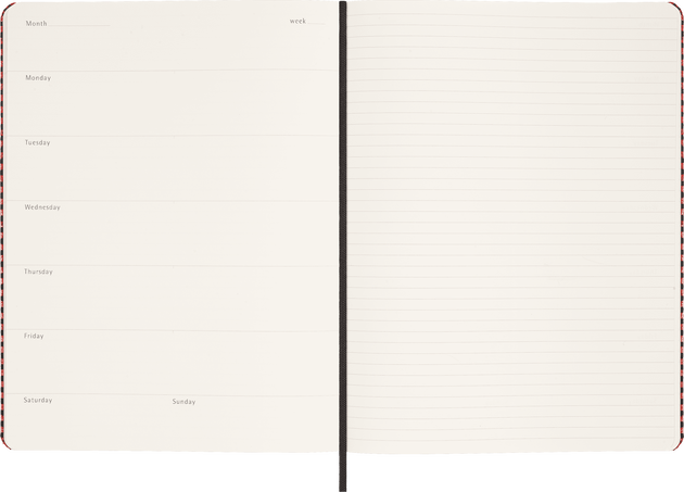 シャイン コレクターズボックス ウィークリープランナー（未記入、日付指定なし）、封筒、Kaweco 万年筆、メタリックレッド, Metallic Red - 横