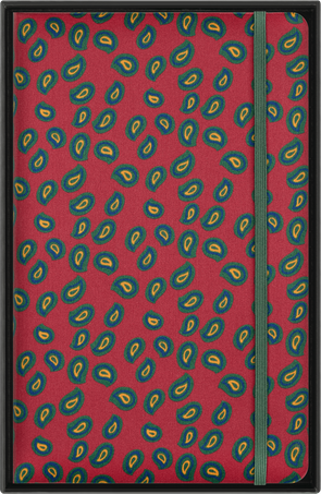 Silk Notebook Large, ruled, hard cover, with gift box, Bordeaux - Side view