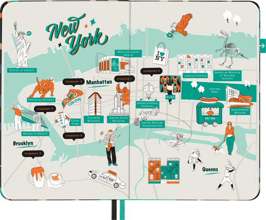 New York Travel Guide LUXE x Moleskine New York City Notebook, Hard Cover, New York - Side view