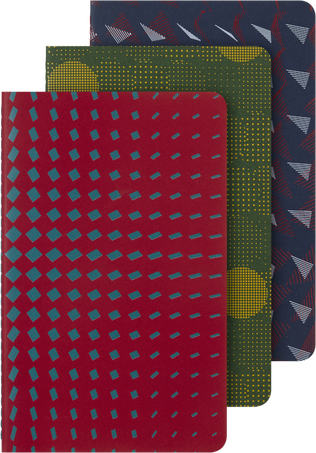 CAHIER JNLS L RUL PATTERN GRN-BLUE-RED